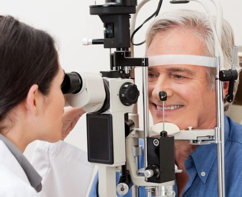Adult male during eye exam