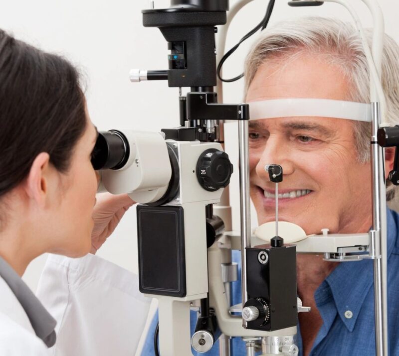 Adult male during eye exam