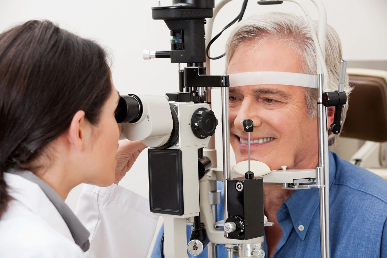 Adult male during eye exam